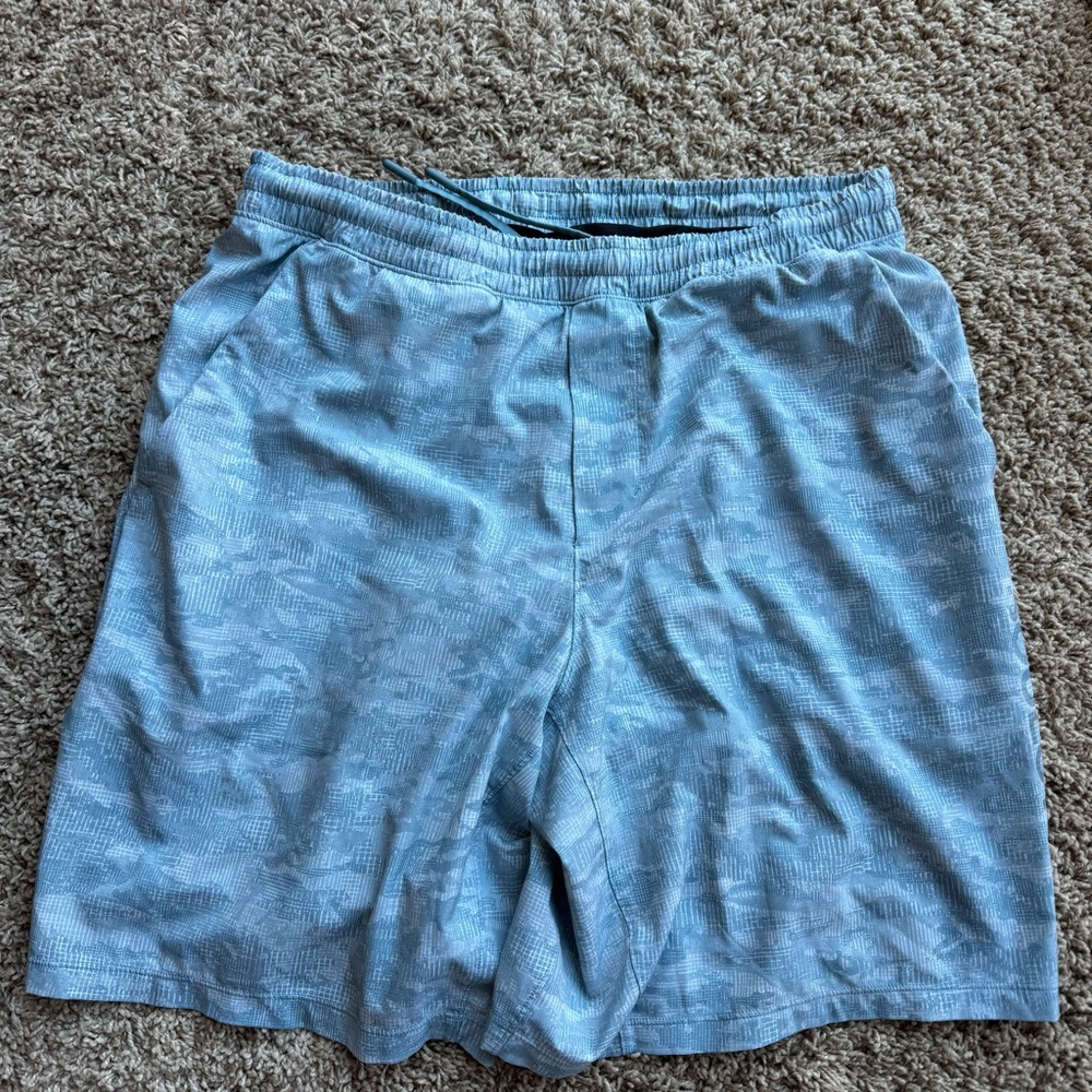 Light Blue Textured Athletic Shorts